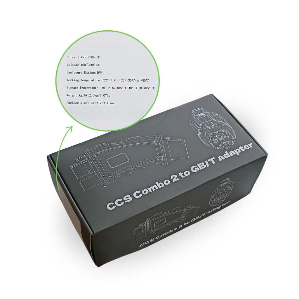 коробка с характеристиками адаптера