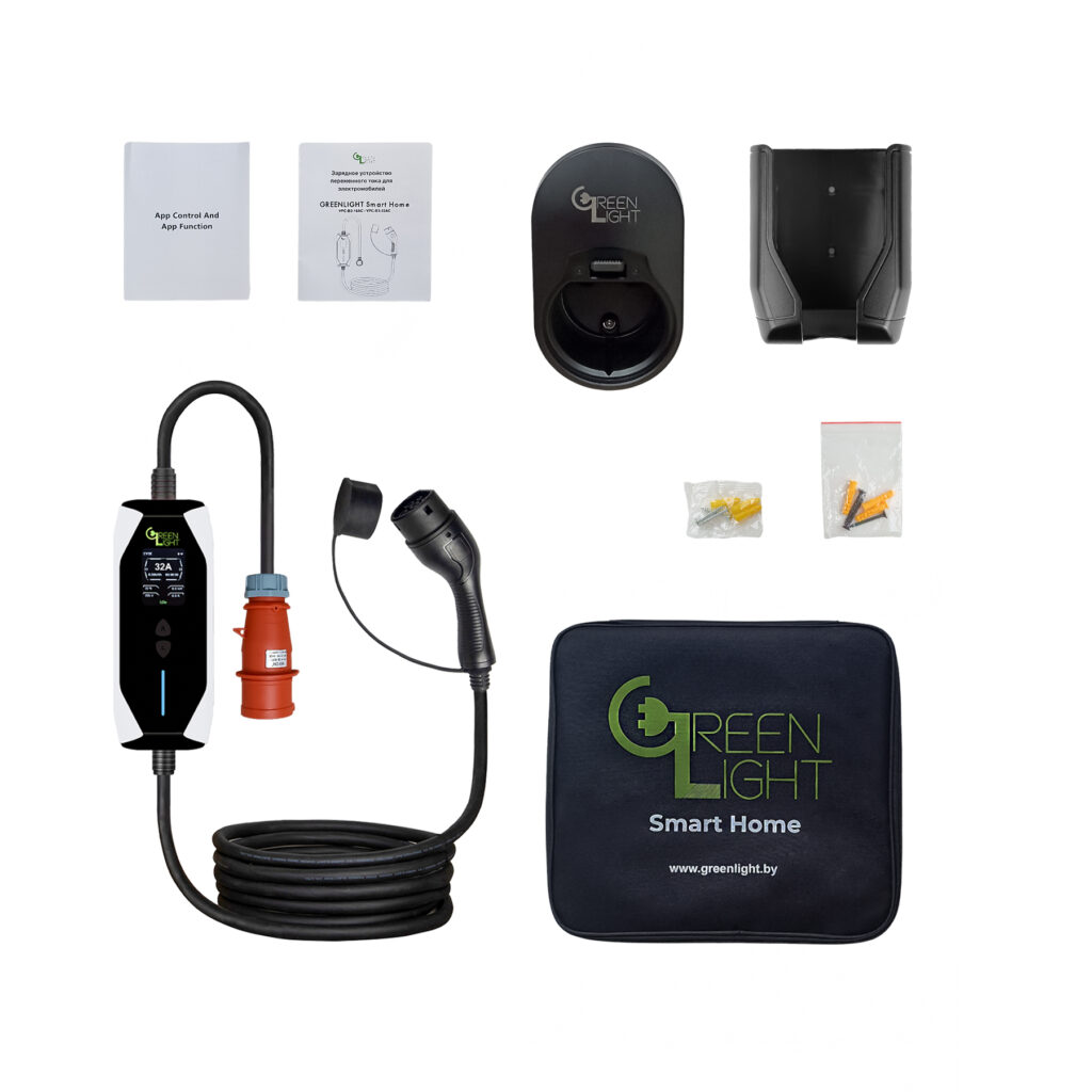 комплектация переносной зарядки тип2 6-32а с вай-фай от гринлайт смарт хоум