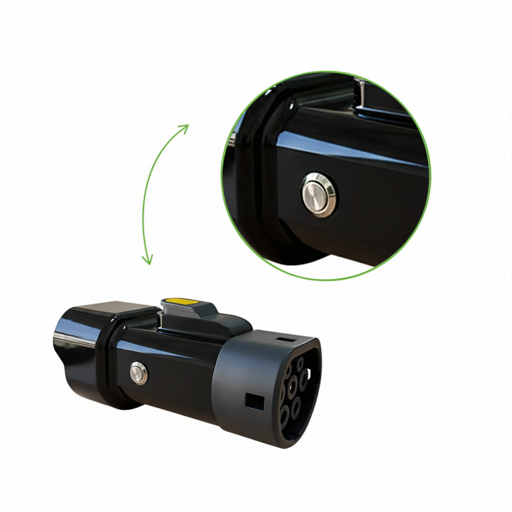 кнопка на корпусе разрядного адаптера v2l тип2 на 3,5квтч