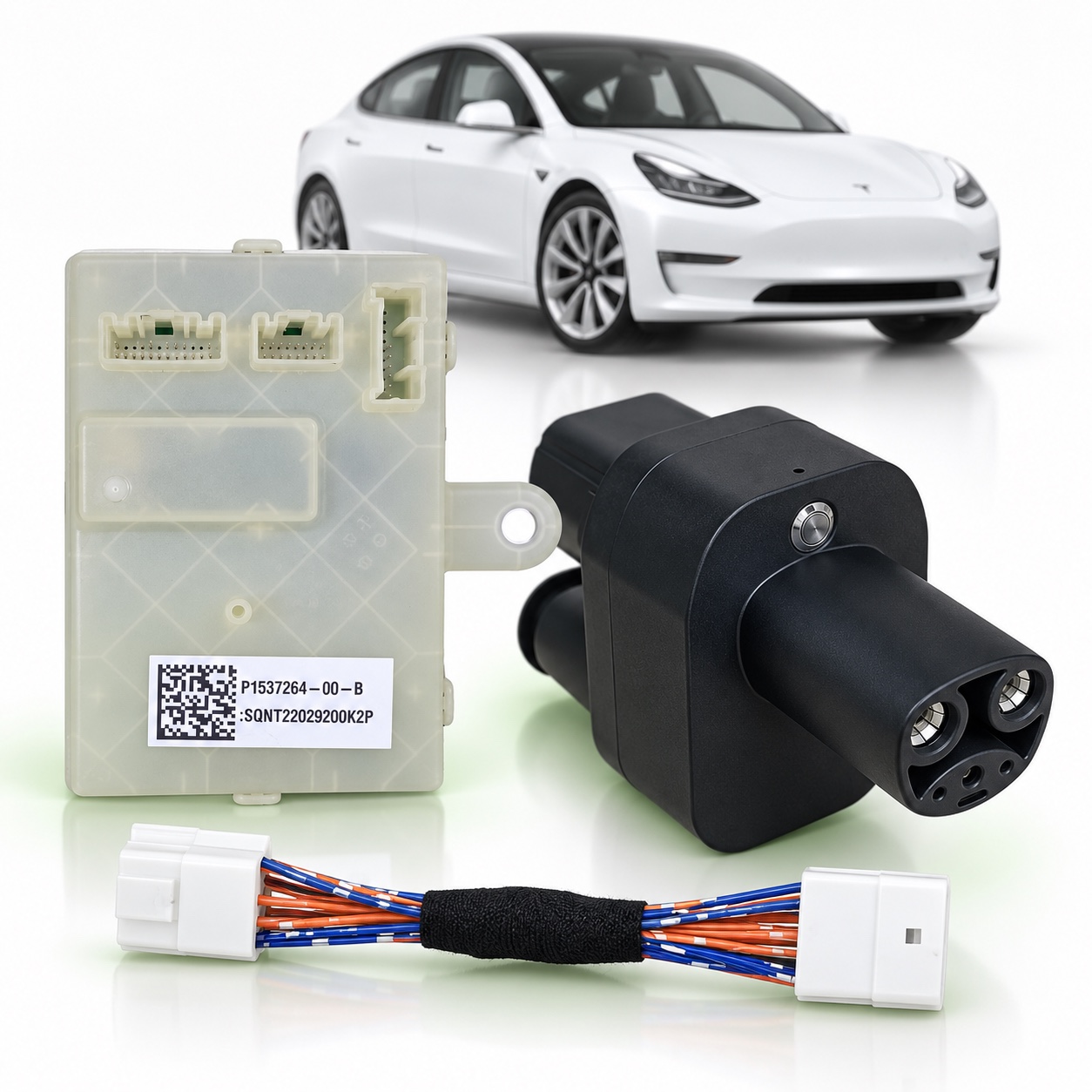 Комплект ретрофита CCS2 для Tesla Model 3 USA 2017–2020: блок, шлейф и адаптер CCS2 + Type2 — NACS