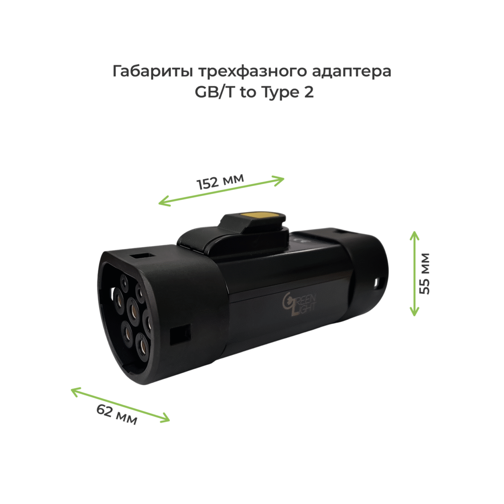 габариты адаптера GNLT GB:T — Type2 на три фазы по 7 квт
