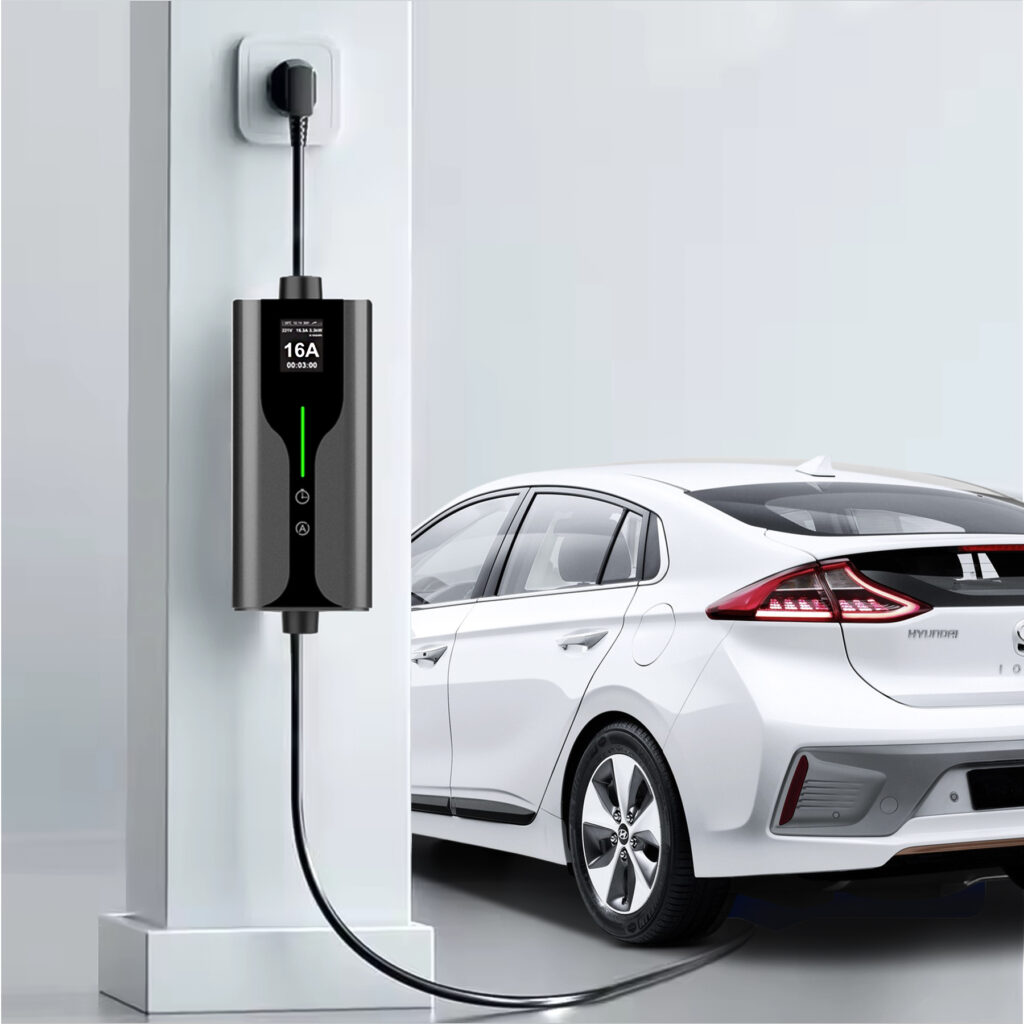 электромобиль hyndai ionic заряжается от зарядного устройства gnlt basic тип 2 на 6-16а