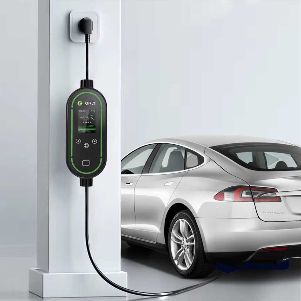 зарядное устройство GNLT EVE03 Tesla NACS заряжает электромобиль тесла