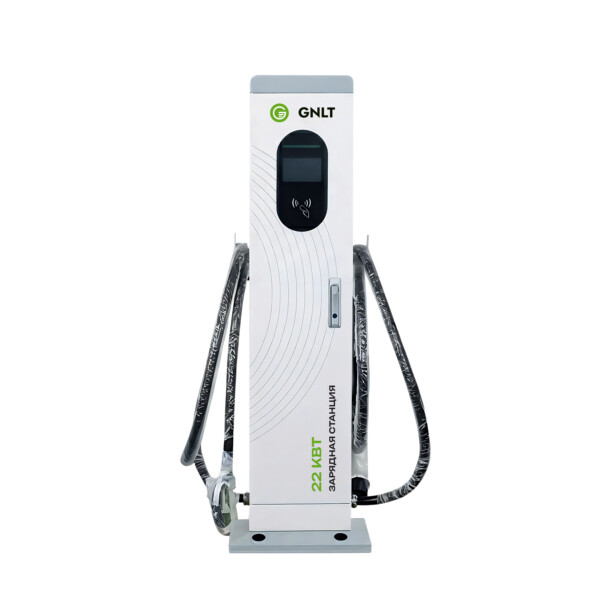 коммерческая зарядная станция переменного тока с коннектором Type2 и коннектором GBT мощностью по 22кВт GNLT AC CK 44kW T2