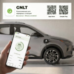 Приложение GNLT для зарядных станций: иконка и QR-коды для скачивания в App Store и Google Play